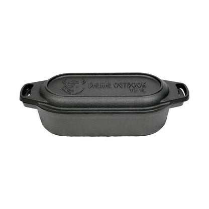 Nederlandse Oven Braadpan Gietijzer met Grill Deksel Ovaal 1 Liter