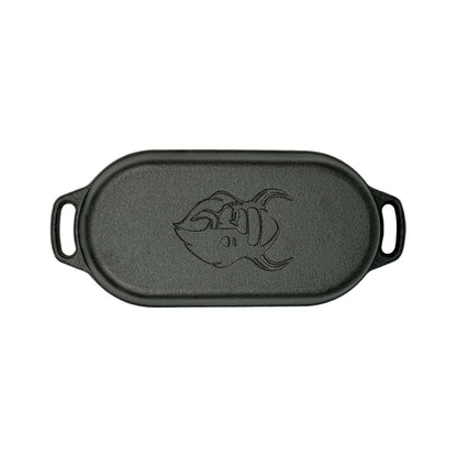 Nederlandse Oven Braadpan Gietijzer met Grill Deksel Ovaal 1 Liter