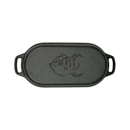 Nederlandse Oven Braadpan Gietijzer met Grill Deksel Ovaal 1 Liter