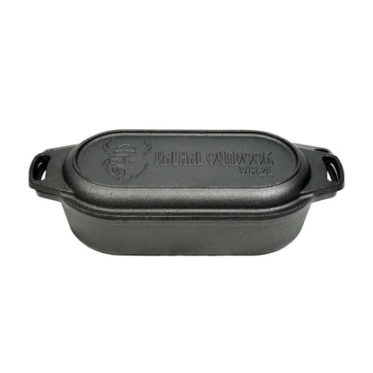 Nederlandse Oven Braadpan Gietijzer met Grill Deksel Ovaal 2 Liter