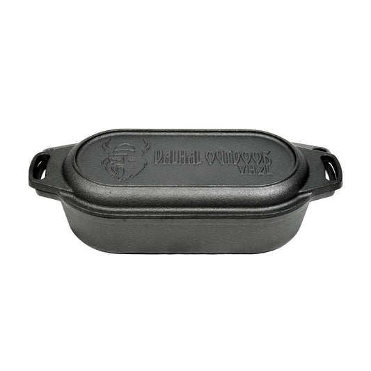 Nederlandse Oven Braadpan Gietijzer met Grill Deksel Ovaal 2 Liter