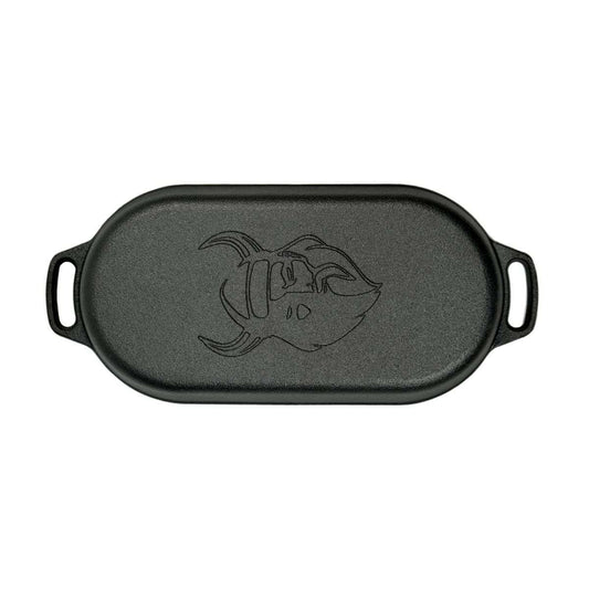 Nederlandse Oven Braadpan Gietijzer met Grill Deksel Ovaal 2 Liter