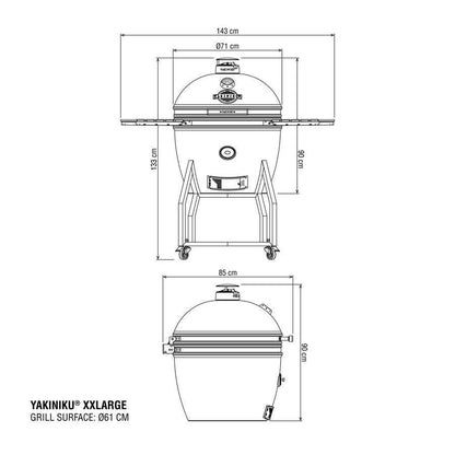 BBQ Kamado 24" XXL Pro Set met Onderstel- Zijtafels en Hoes