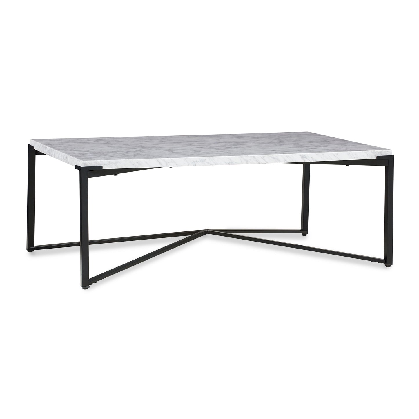 Salontafel Saxon in Carrara marmer en mat zwart.