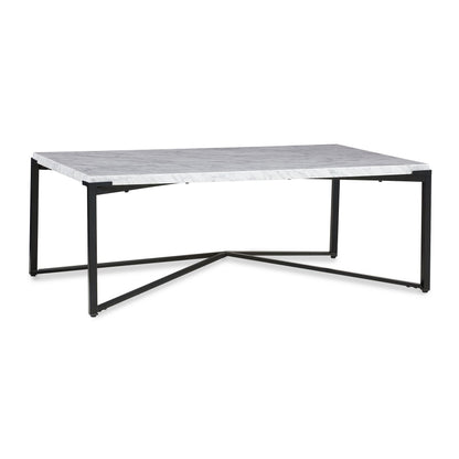 Salontafel Saxon in Carrara marmer en mat zwart.