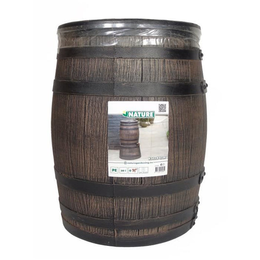 Wateropvangbak in de vorm van een ton - NATURE - Rotatiegegoten PE - 50 liter - Inclusief accessoires
