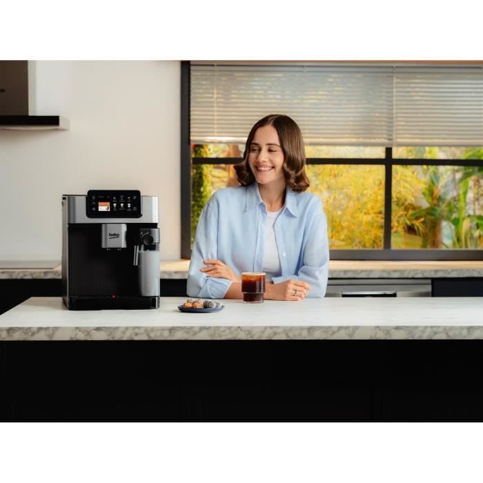 Koffiezetapparaat met molen - BEKO - CEG7348X - 1350 W - 250g bonen - Zwart / Zilver