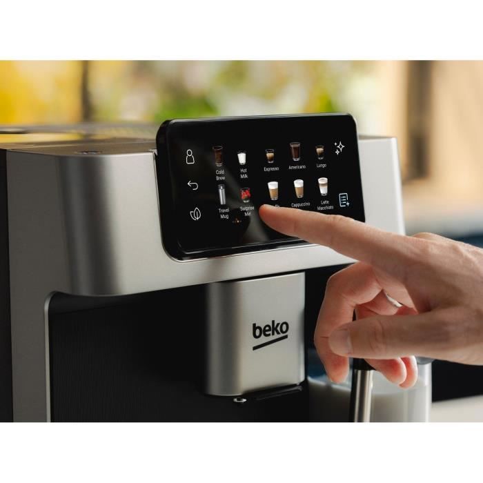 Koffiezetapparaat met molen - BEKO - CEG7348X - 1350 W - 250g bonen - Zwart / Zilver