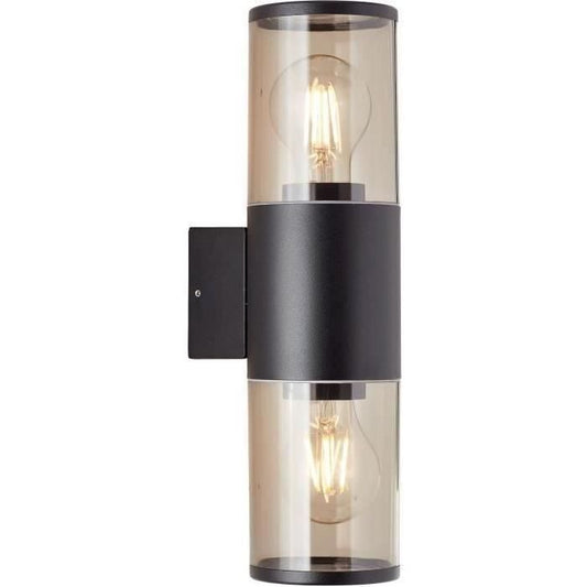 Sergioro Buitenwandlamp 2L, Depoli Zwart, 2x27 20W