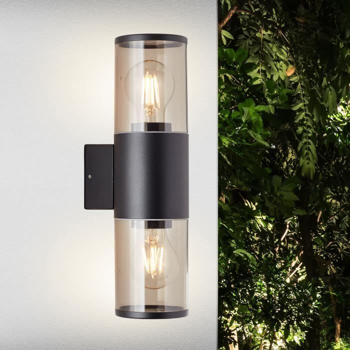 Sergioro Buitenwandlamp 2L, Depoli Zwart, 2x27 20W