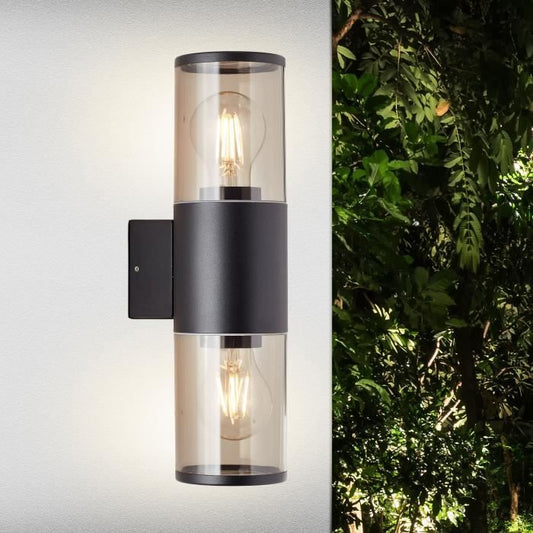 Sergioro Buitenwandlamp 2L, Depoli Zwart, 2x27 20W