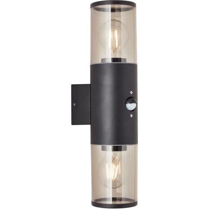 Sergioro Outdoor Wandlamp 2L met detector, Depoli Zwart, 2x27 20W, bol niet inbegrepen