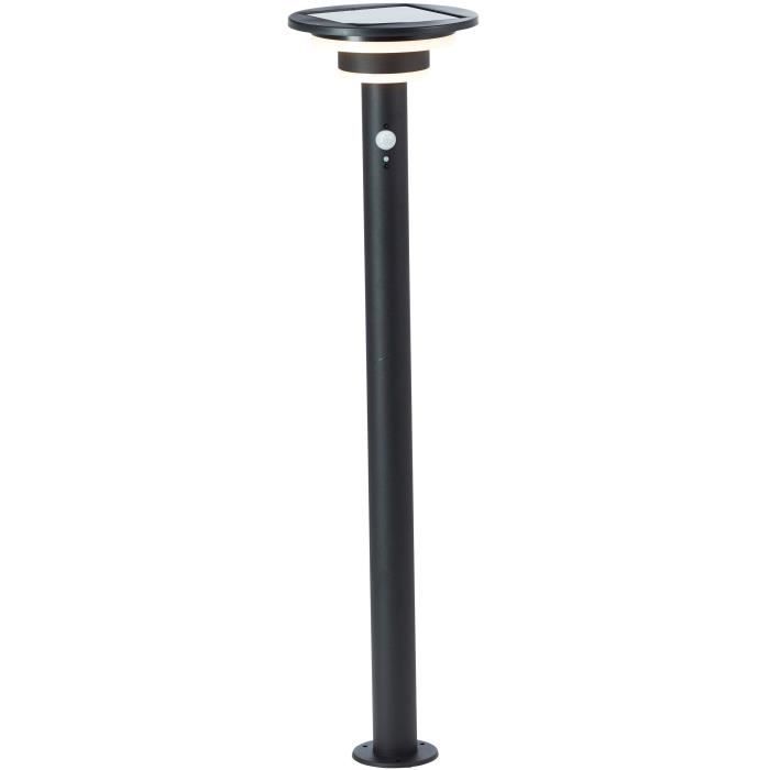 Buitenpaal - BRILLIANT - GARVINA - LED en zonne-energie - Bewegingssensor - Roestvrij staal en kunststof - 4 W - Zwart