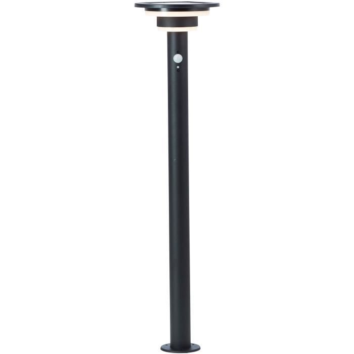 Buitenpaal - BRILLIANT - GARVINA - LED en zonne-energie - Bewegingssensor - Roestvrij staal en kunststof - 4 W - Zwart