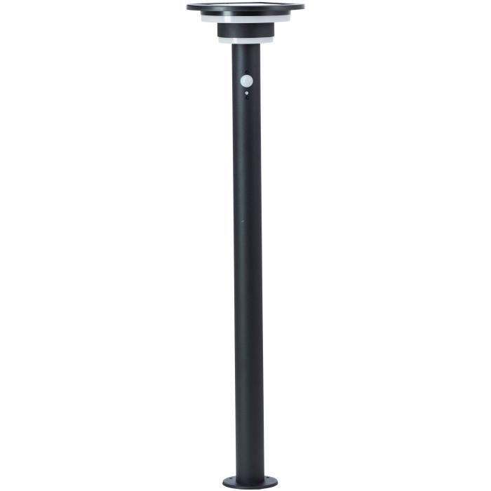 Buitenpaal - BRILLIANT - GARVINA - LED en zonne-energie - Bewegingssensor - Roestvrij staal en kunststof - 4 W - Zwart