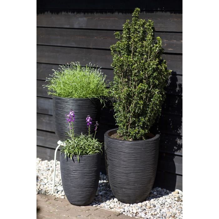 Lage elegante vaas - CAPI EUROPE - RIB NL - 34 x 46 cm - Zwart