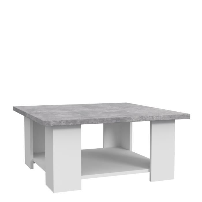 PILVI Salontafel - Wit en lichtgrijs beton - L 67 x D 67 x H 31 cm