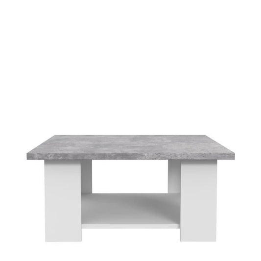 PILVI Salontafel - Wit en lichtgrijs beton - L 67 x D 67 x H 31 cm