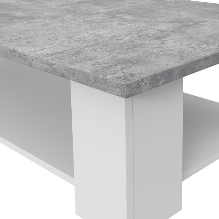 PILVI Salontafel - Wit en lichtgrijs beton - L 67 x D 67 x H 31 cm