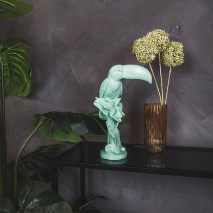 Ornament - Toekan - Polyresin - Mintgroen - 18x9,5x29,5cm