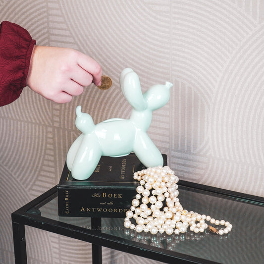 Ornament- Spaarpot Ballonhond- Mintgroen- 17x7x17cm