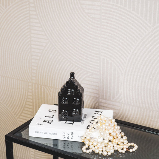 Ornament- Spaarpot - Huis - Keramiek - Zwart - 7x7x13cm