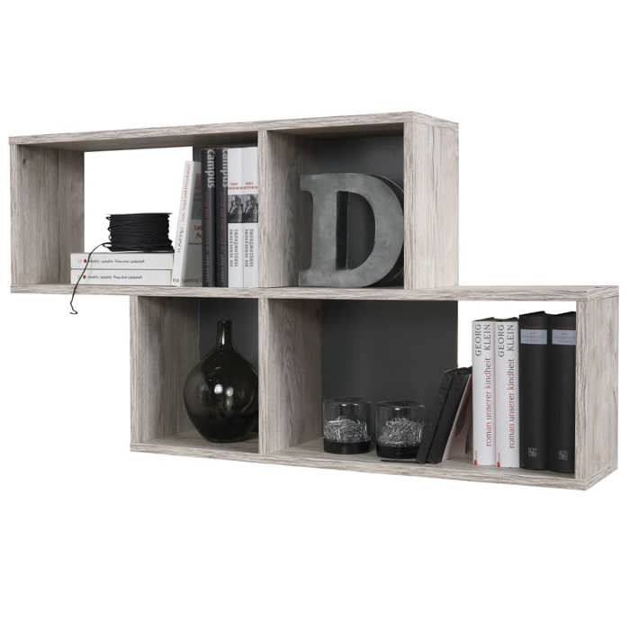 NORA wandplank - Zand eiken en antraciet decor - L100 x H53 x D19,5 cm