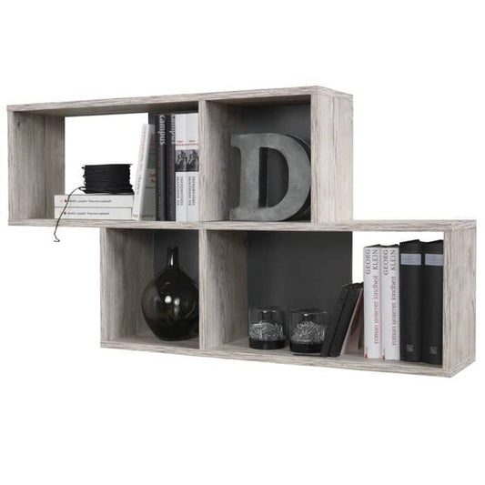NORA wandplank - Zand eiken en antraciet decor - L100 x H53 x D19,5 cm
