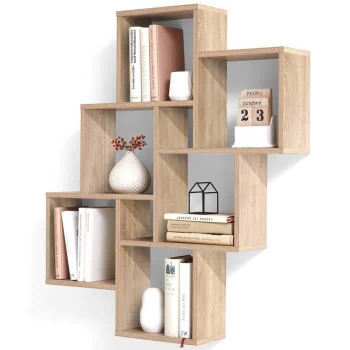 LAURIO 2 wandplank - Eiken decor - L81,2 x H94,3 x D15,7 cm