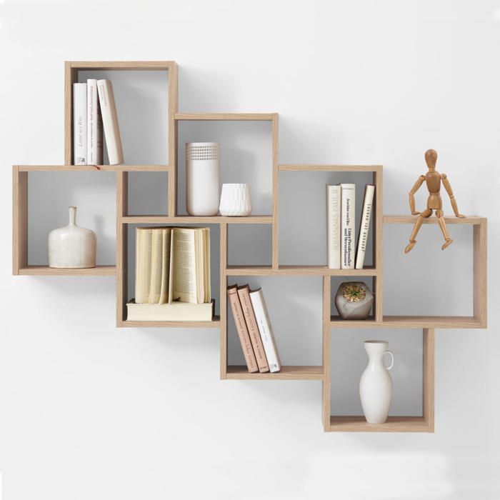LAURIO 3 wandplank - Eiken decor - L94,5 x H120,8 x D15,7 cm -