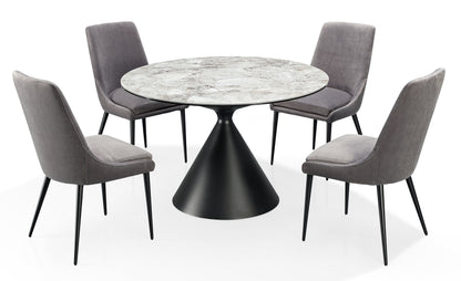 Winston stenen blad metalen onderstel ronde eettafel in Grigio