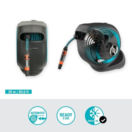 GARDENA RollUp M muurhaspel 20 m met blauwe rand