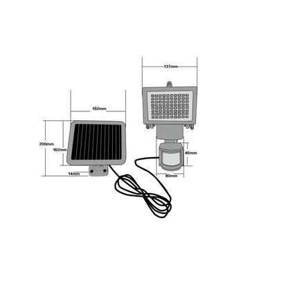 GALIX Zeer verlichte zonne-spot met aanwezigheidsmelder - 80 LED's - Zwart