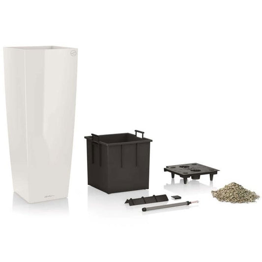 LECHUZA Bloembak Cubico Alto 40 ALL-IN-ONE Glanzend wit 18230 421493