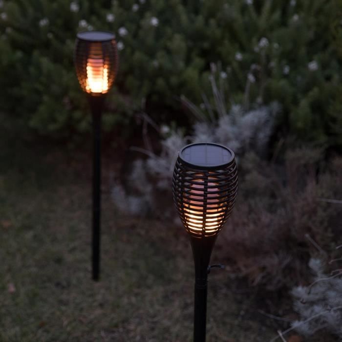 Set van 2 Maity Sun mini zonne-zaklampen met vlameffect - LED - H 70 cm - Warm wit