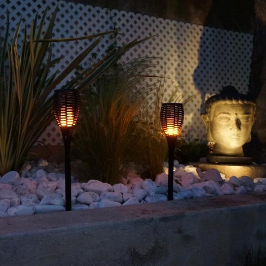 Set van 2 Maity Sun mini zonne-zaklampen met vlameffect - LED - H 70 cm - Warm wit