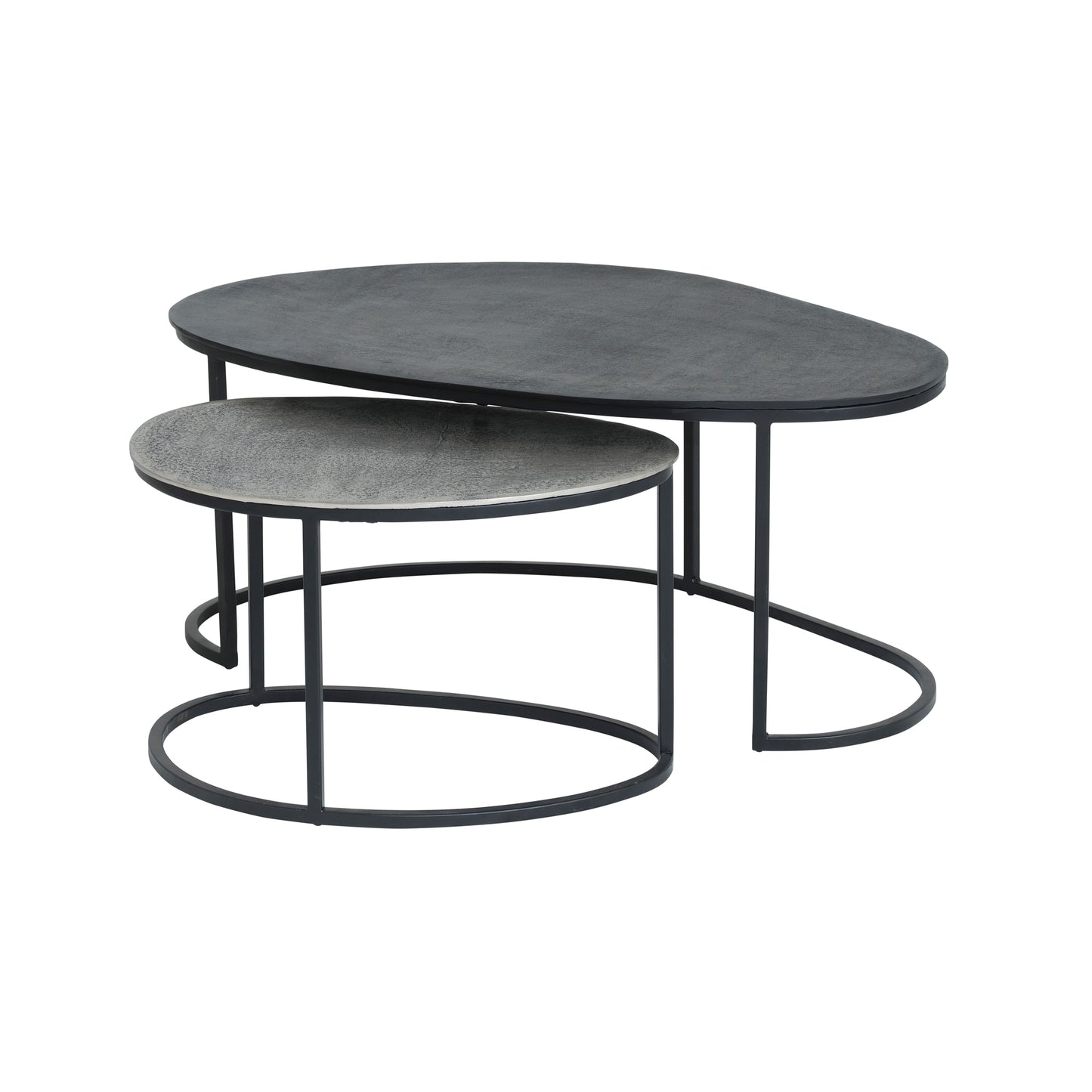 Napa salontafel, set van 2, Zwart / Zilver antiek