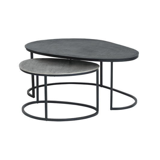 Napa salontafel, set van 2, Zwart / Zilver antiek
