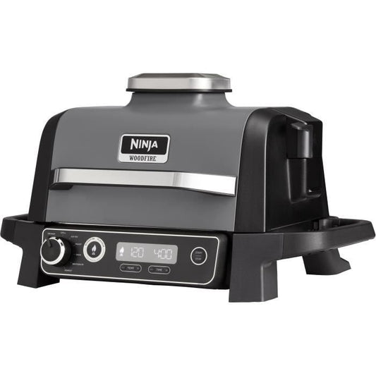 NINJA elektrische barbecue en rookoven - Houtvuur - OG701EU - Grill, rookoven & airfryer - Antiaanbaklaag - Grijs en zwart