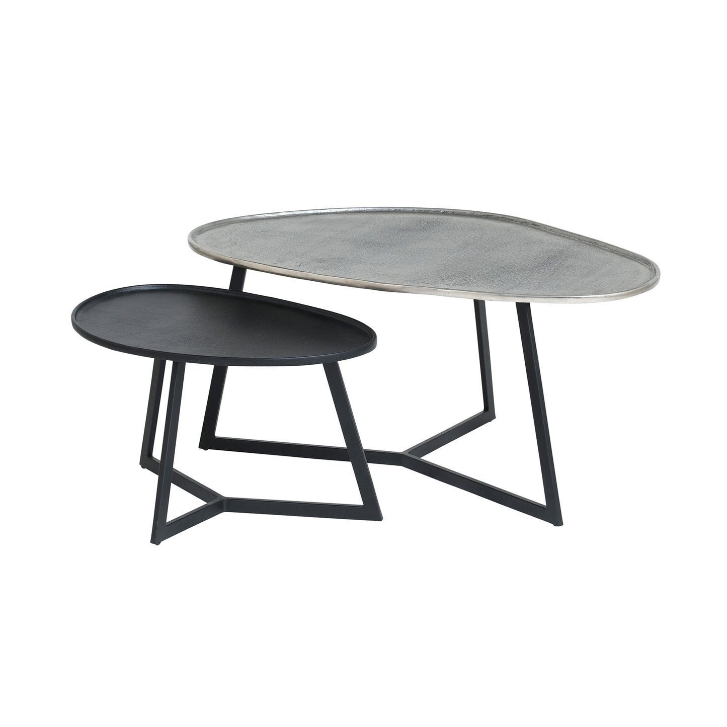 Novato salontafel, set van 2, Zilver antiek / Zwart