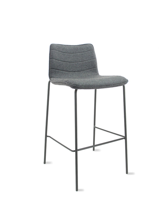Werkwoon Verona Barkruk 75 cm - Wolvilt Fenice 602 middengrijs - frame zwart
