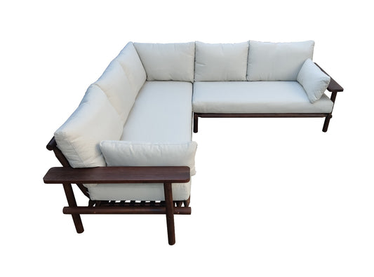 Laruna Lounge Hoek Set - 2 stuks - Hout Acacia Vintage Donker Teak Look