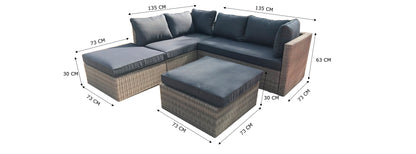 Almadia Modulo Lounge Hoekset - 4 stuks - Natuurlijk Kobo Grijs