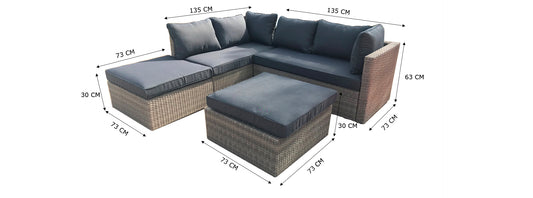 Almadia Modulo Lounge Hoekset - 4 stuks - Natuurlijk Kobo Grijs