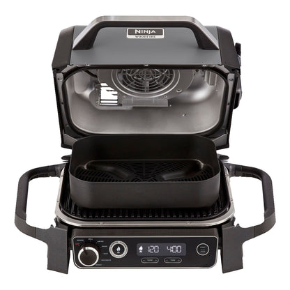 NINJA elektrische barbecue en rookoven - Houtvuur - OG701EU - Grill, rookoven & airfryer - Antiaanbaklaag - Grijs en zwart