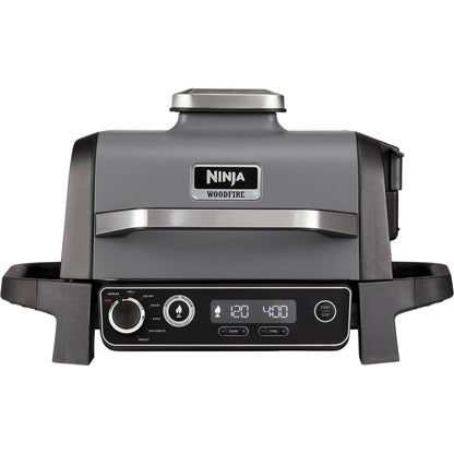 NINJA elektrische barbecue en rookoven - Houtvuur - OG701EU - Grill, rookoven & airfryer - Antiaanbaklaag - Grijs en zwart