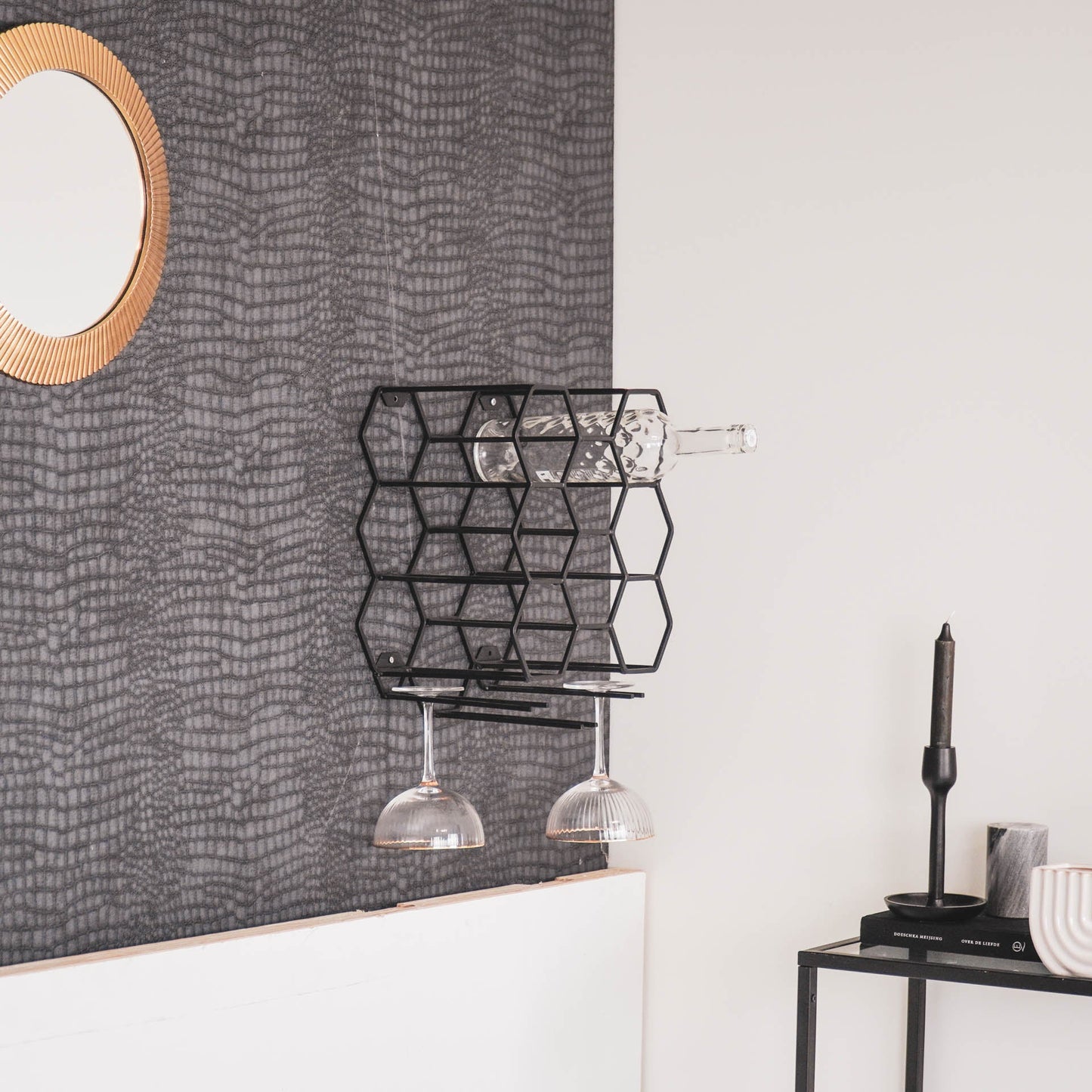 Wijnrek - Metaal - Zwart - 11 flessen - 27x19.5x32.5cm