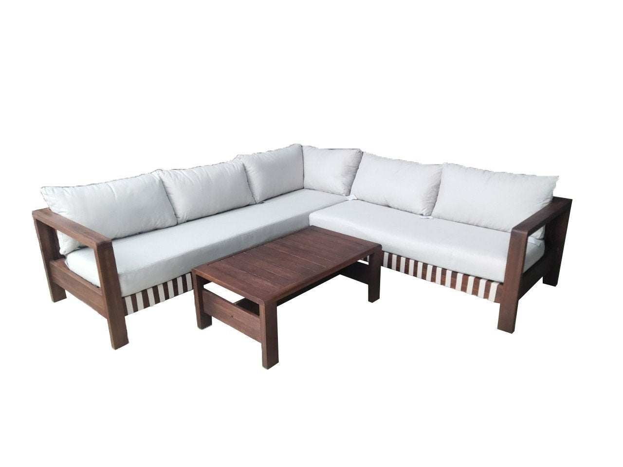 Zambra Lounge Hoekset - 3 stuks - Gevlochten Buitenkant Plat Off White